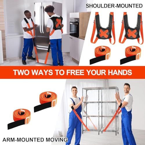 Anti-Slip Moving Straps, Adjustable Two-Person Shoulder Moving Lifting Straps with 1-Person Lifting Straps, Heavy Duty up to 800 lbs for Harness Moving Furniture & Appliances (Orange) | Moving Strap Heavy Duty up to 800 lbs for Harness Moving Furniture &
