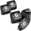 FIGHTR® Boxing Handwraps 160 inches semi-Elastic Hand Wraps with Thumb Loop for Boxing, MMA, Muay Thai & Martial Arts - color: Black, size: 2 pairs of 160"