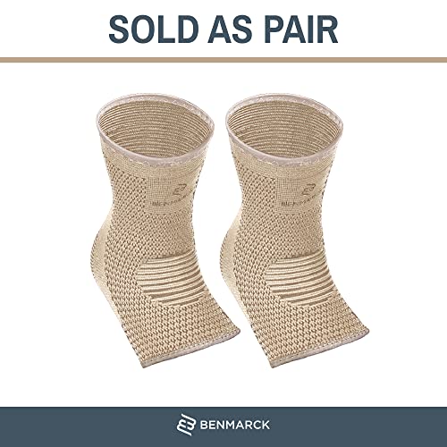 Benmarck Achilles Tendon Support Brace, Plantar Fasciitis Sock, Ankle Compression Sleeve For Running, Tendonitis and Flat Feet Relief - color: Natural Beige