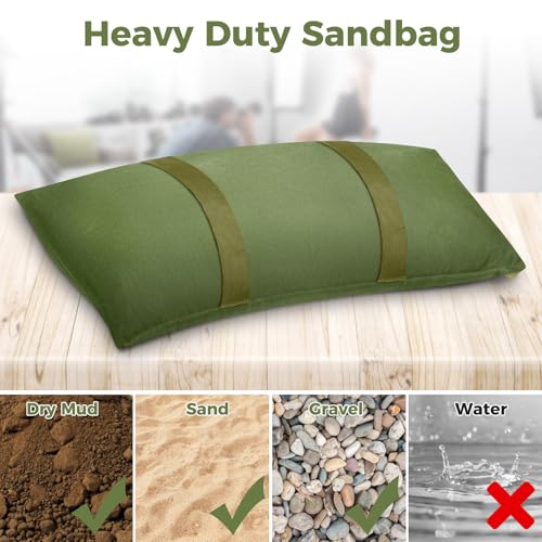 200 LBS Sand Bags for Weight, Umbrella Base Weights Sandbags, 4 Packs Fillable Heavy Duty Weight Sandbag for Outdoor Furniture Garden Backyard Patio Umbrella Trampoline Poolside Accessories (Green) - color: Green