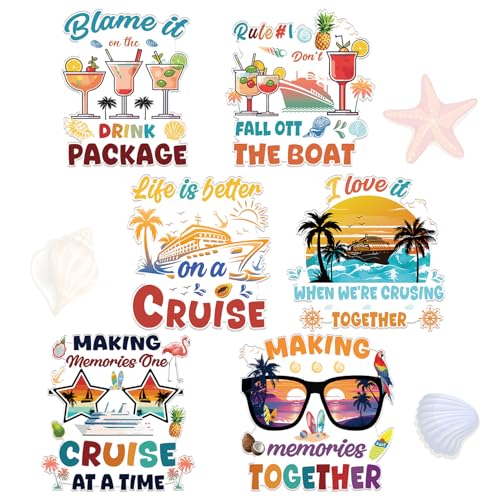 Family Cruise Door Decorations Magnetic - Wxiben 6PCS Vintage Hawaii Cruise Door Ship Decorations Magnets Glasses Palm Tree Sunset Drink Cruise Door Magnets for Family Vacation Carnival Cabin Decor - style: Vintage Family