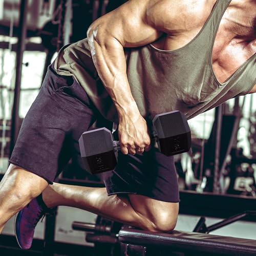 Fitvids Rubber Encased Hex Dumbbell Set Contoured Handle for Muscle Toning, Strength Building & Full Body Workout, 60LB, 100LB, 150LB and 550LB Set - style: 550LBS Set
