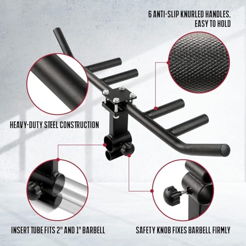 Yes4All Exercise Machine Adjustable T Bar Row Attachment, D Row Handle/Landmine Handle Attachment with Textured Rubber Handles - color: J. Black - Multigrip Rowing Handle