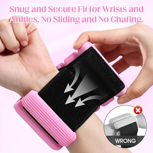 Wrist Weights, 2Pack Adjustable Ankle Weights for Women/Men, Silicone Weighted Bangles for Yoga, Pilates, Running & Walking, Arm & Leg Weights, 2lb - color: Pink