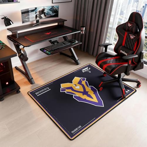 Non-Slip Floor Chair Mat for Neon Genesis Evangelion ESV & NERV Mecha Inspired Design 35"×47" - color: Purple + Orange