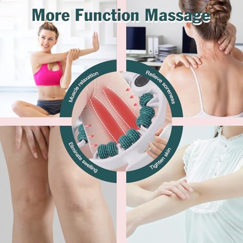 Cellulite Massage Tool Lymphatic Drainage Massager for Thighs & Legs & Buttocks, Anti Cellulite Roller with Detachable Handles Fascia Massage Tool for Contoured & Smoother Skin, White-Green - color: Green