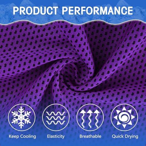 Hosuly 6 Pack Cooling Towels 40"x12" Ice Towel Cooling Neck Wraps Soft Breathable Chilly Stay Cool in Summer for Sports Yoga Golf Gym Activities(Purple) - color: Purple