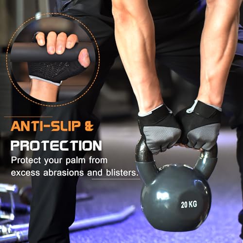 sunnex Workout Gloves for Women - Breathable Weight Lifting Gloves with Non-Slip Silicone Padding, Fingerless Gym Gloves for Cycling, Rowing, Pull Ups & Training (4 Sizes) - color: JS-GREY, size: Medium