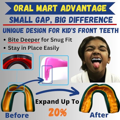 Oral Mart Youth Sports Mouth Guard for Kids (USA Flag, Fangs, 20+ Colors to Choose from) Mouthguard for Football, MMA, Karate, Boxing, Rugby, BJJ, Flag Football – /w Case (Youth, Strapless) - color: Green/Yellow