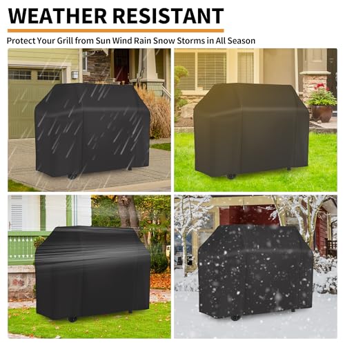 NEXCOVER 58 inch Grill Cover for Outdoor Grill, Waterproof BBQ Cover, Fade Resistant Gas Barbeque Cover, Fits Grill of Weber, Brinkmann, Nexgrill, Black Barbecue Cover. - size: 58"