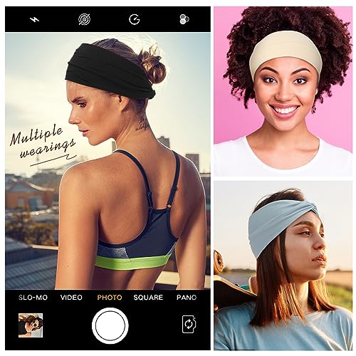 Panleding 12 Pcs Stretchy Headbands for Women, Absorbed Sport Headband Soft Twist Knotted Headbands for Daily Life Yoga - color: Light Serial