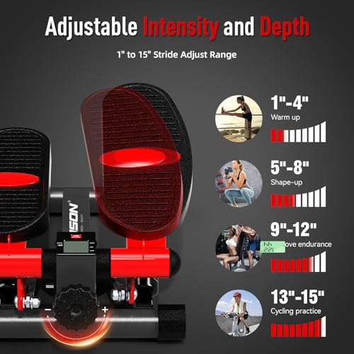 HARISON Mini Stepper with LCD Monitor, 330 LB Capacity for Home Cardio | Compact Stair Training Machine With Quiet Hydraulic Resistance, Portable Design For Under Desk Workouts & Small Spaces - color: Black