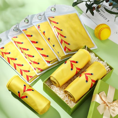 Hahafelt 12 Pack Softball Cooling Towels, Sports Towels with Bags, 40"x12" Breathable Chilly Towel, Microfiber Towel for Softball Sport Team Gift - color: Yellow, Red, style: Softball