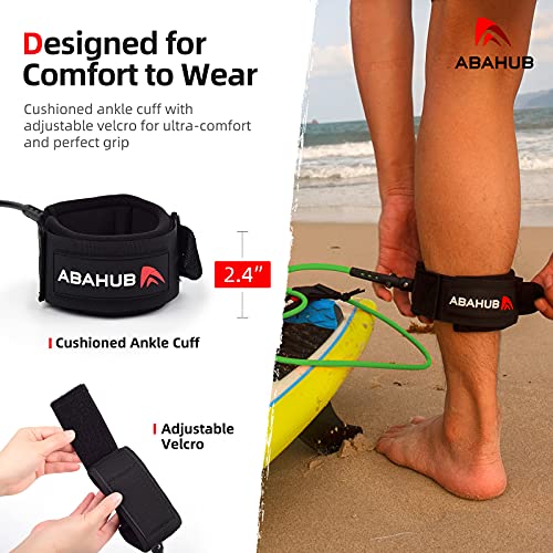 Abahub Surfboard Leash, 6/7/8/9/10 ft Straight Legrope Strap for Boards | Premium Surf Leash,Shortboard,Longboard,Durable,Tangle Free,Anti-Slip - color: Clear Blue Core, size: 8ft & 7mm