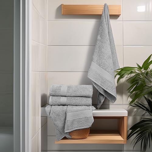 Commercial Bulk Pack of 12 Bath Towels – 100% Cotton Terry 24" x 48" – Ideal for Hotels, Salons, Gyms, Spas & Institutional Use – Light Grey - color: Light Grey, size: 24"x48" - PK 12