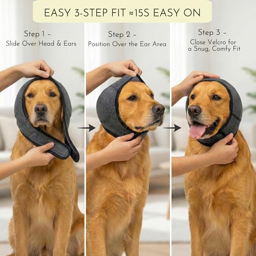 No-Shake Ear Wraps for Dogs: Breathable Bonnet to Stop Shaking & Aid Aural Hematoma Recovery - Post-Surgery Bleeding Protection for Golden Lab & Shepherd Large Breed - size: Large