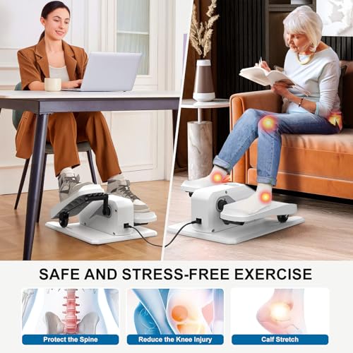 VIVURN-018 Under Desk Elliptical 12 Speed 5 Modes Mini Motorized Leg Exerciser While Sitting for Seniors As Seen on TV with Non-Slip Mat Quiet & Portable Electric Pedal Exerciser for Home and Office - color: White