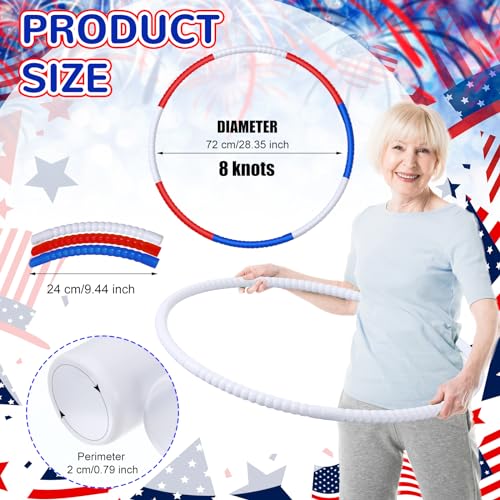 Sratte 12 Pcs Toy Hoop for Kid Detachable Adjustable Toy Hoop Colored Hoop Exercise Ring Plastic Circle for Kid Teen Gymnastics Dog Agility Equipment, Require Self Assembly(White, Blue, Red, 28 Inch) - color: White, Blue, Red, size: 28 Inch