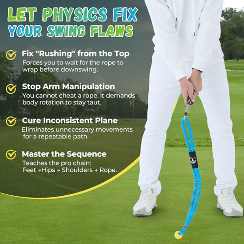 Golf Rope Swing Trainer, Professional Golf Swing Rope Training Aid to Improve Speed, Tempo, Rhythm, Flexibility and Strength, Golf Warm-Up Practice Equipment for Golfers of All Levels - color: Blue-B