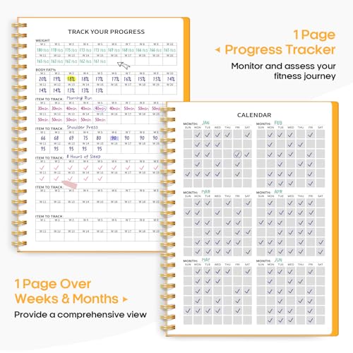 Fitness Workout Journal for Women & Men, A5(5.5" x 8.2") Workout Log Book Planner for Tracking, Progress, and Achieving Your Wellness Goals-Yellow - color: k.Yellow