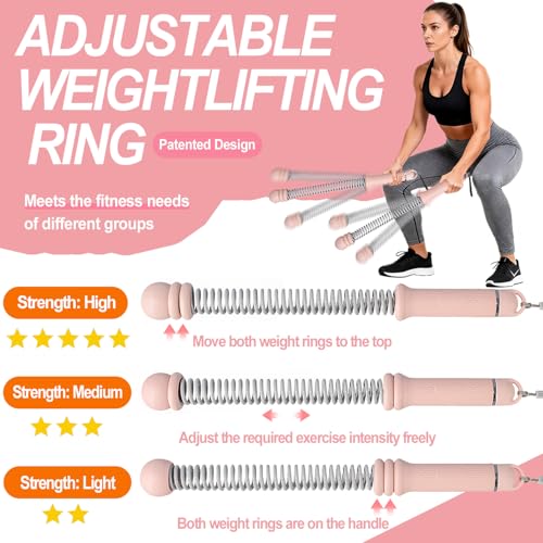 Upgrade Portable Ropeless Battle Ropes - Adjustable Weights Cordless Battle Ropes for Home Gym with Training Poster - Battle Rope Sticks Exercise Equipment for Low-Impact Workout, HIIT & Cardio - Pink - color: Pink