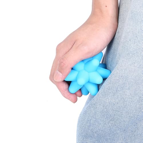 Dioche Spiky Massage Balls, 2 Colors Acupoint Physical Massage Balls, Lacrosse Ball Roller Set Perfect for Foot Massage, Deep Tissue Massage, Trigger Point (Blue) | High silicone, portable trigger point therapy tool, compatible with feet/shoulders/back, 2