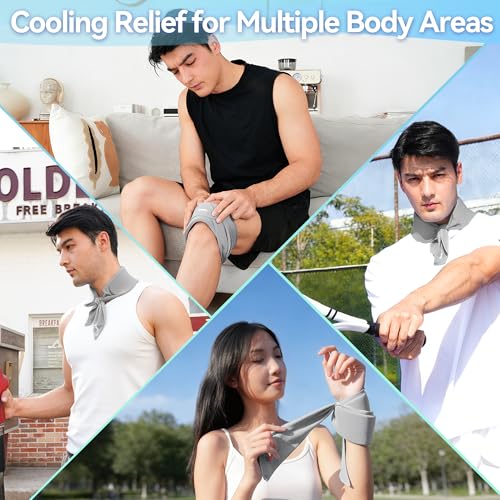 2-Pack New Upgraded Cooling Neck Wraps, Leak-Proof Cooling Gel | Neck Coolers for Hot Weather 360° Full-Wrap, Cool Relief - Head, Neck, Wrists... - color: Black+gray