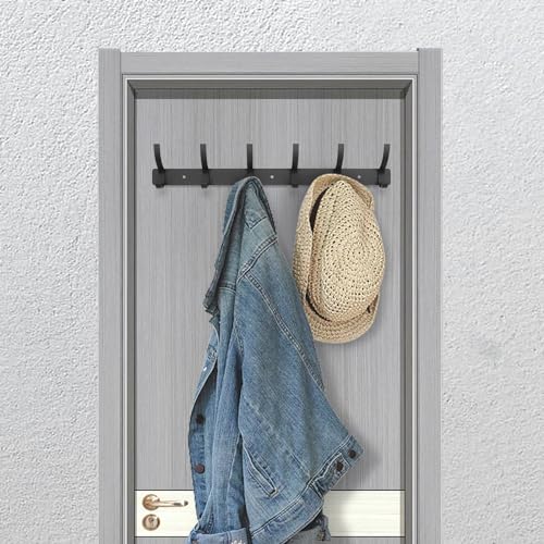 Coat Rack Wall Mounted,6 Coat Hooks for Hanging Coats,Metal Double Hook Rack Hook Rail,Coat Rack with Hooks,Wall Mount Coat Hanger for Hat Towel Purse Robes (2 Pack Black, 6 Hooks) - color: 2 Pack black