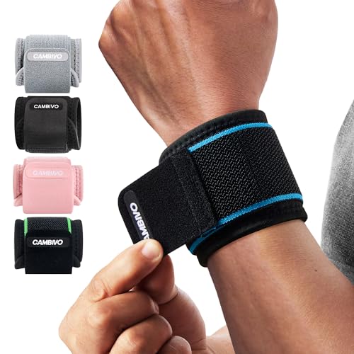 CAMBIVO 2 Pack Wrist Brace for Carpal Tunnel with wraps, Black-Blue | Wrist Support, Adjustable Wrist Wraps for Weightlifting, Tendonitis, Pain Relief, Sleeping, Night, Gym, Neoprene, Both Hands - color: Black-Blue