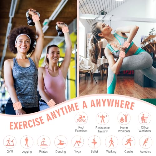 Wrist Weights, Adjustable Wrist Ankle Weights for Women, Wearable Arm & Leg Weights Set of 2(1 lb Each), Weighted Bangles for Walking, Yoga, Dance, Barre, Gym - color: Salmon