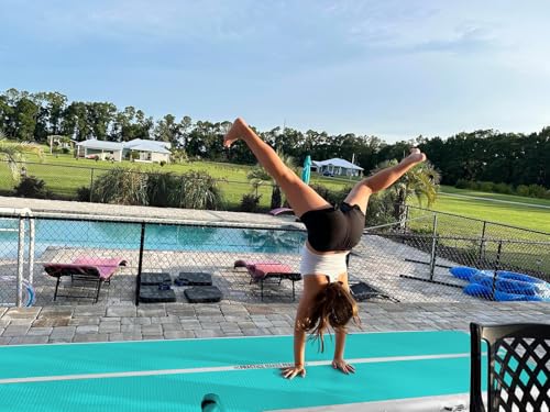 VOFiTNY All Purpose Gymnastics Mat 6.6/10/13/16/20 ft Sturdy Inflatable Tumble Track for Home/Gym - color: Cyan/HotPink, size: 20ft*3.3ft*4inches(6m*1m*0.1m)