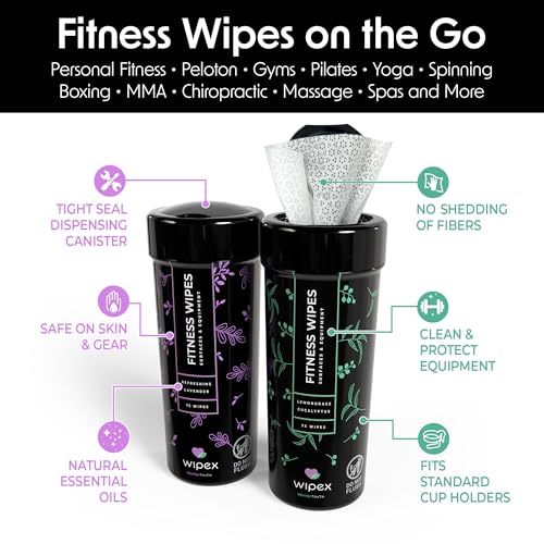 Wipex Natural Wipes for Fitness in Lemongrass & Eucalyptus, Gyms, Yoga, Peloton Cycles, Treadmills and Home, 75 Count (Pack of 4) - size: 75 Count (Pack of 4)