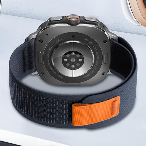 Trail Band for Samsung Galaxy Watch Ultra Bands 47mm Men/Women,Rugged Fabric Nylon Alpine Sport Loop Strap for Samsung Galaxy Watch 7 Ultra Band 47 mm 2024 Breathable Replacement Wristband - color: Midnight Blue