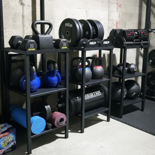 Commercial Heavy Duty Dumbbell/Kettlebell Rack Stand 500-800LBS | Heavy Duty One-Piece Welded Frame, Anti-Tip Non-Slip Base, Easy 6-Part 10-Min Assembly, Fitness Gear Storage for Garage - style: Three- layered-Adjustable Dumbbell Rack