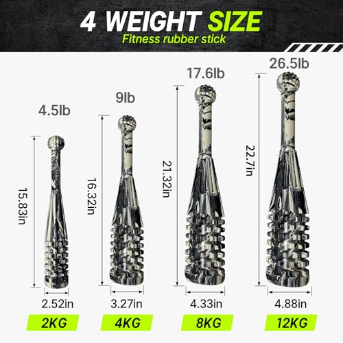 Weighted Mace Club Macebell, 3-in-1 with Built-in Massage Ball & Foam Roller, Full Camouflage Rubber Coated, 4.5-26.5LB for Full Body Strength Training & Post-Workout Muscle Relief - size: 9 Pound
