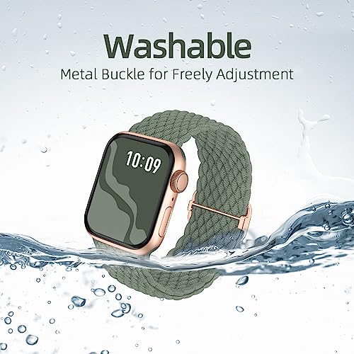 4 Pack Braided Stretchy Bands Compatible with Apple Watch 40mm 41mm 38mm 42mm 44mm 45mm 46mm 49mm Women Men, Breathable Nylon Elastic Daily Use Straps for iWatch Series 11/10 9 8 7 6 5 4 3 SE/Ultra 2 - color: Black/Purple/Cactus/PinkSand, size: 42mm(serie
