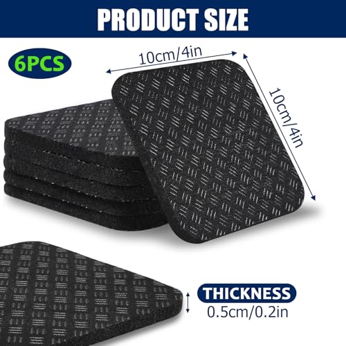 TOBWOLF 6PCS Treadmill Mat Pads, 4" x 4" x 0.2" Double-Sided Non-Slip Exercise Equipment Mat for Floor Protection, High Density Silicone Anti Vibration Pad for Treadmill, Walking Pad, Exercise Bike