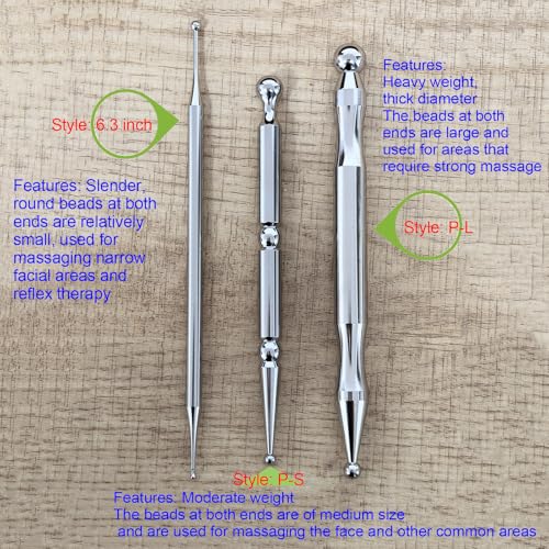 BYYDDIY Stainless Steel Dual Head Facial Reflexology Tools,Ear Massage Tool,Body Point Probe Pen &Trigger Point Massager Tool for Deep Tissue (P-S) - style: P-S