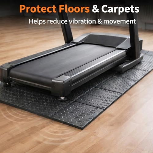 Treadmill Mat 79" x 39", 6mm Thick Mat for Under Treadmill, Walking Pad & Exercise Bike, Heavy Duty Non-Slip Stripe Design, Waterproof Floor Protector for Hardwood Floors - size: 79"L x 39"W x 0.3"Th
