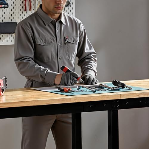 SPECRAFT 84" Adjustable Heavy Duty Workbench with 4 AC Outlet and 2 USB Ports Power Outlets, 6000 Lbs Capacity, Rubber Wood Top for Garage, Workshop, Office - color: Black, size: Standard/84"x24"