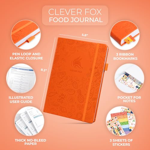 Clever Fox Food Journal - Daily Food Diary, Meal Planner to Track Calories & Nutrients, Weight Tracker Notebook, A5 (Orange) - color: Orange, size: A5 (5.8'' x 8.3'')