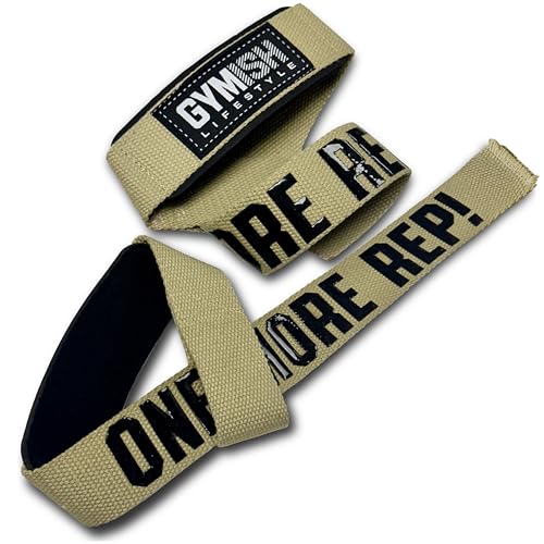 Gymish Lifestyle One More Rep Lifting Straps 24 Inch Non-Slip Soft Pad Wrist Strap for Weightlifting, Deadlifts & Powerlifting, Bodybuilding, Heavy Duty Gym Grips for Strength Training & Crossfit - color: Military