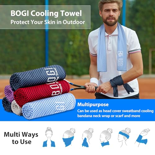 BOGI Cooling Towels for Neck and Face, Soft Breathable Cool Towel for Instant Cooling Stay Cool for Yoga, Sport, Gym, Camping, Running & More Activities - color: Purple, size: 47.00" x 14.00"