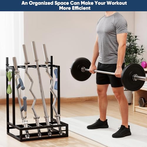 Weight Bar Rack, Can Hold Multiple Weighted Barbells | Workout bar holder for full body workout, 22.8"W x 18.1"D x 35.4"H