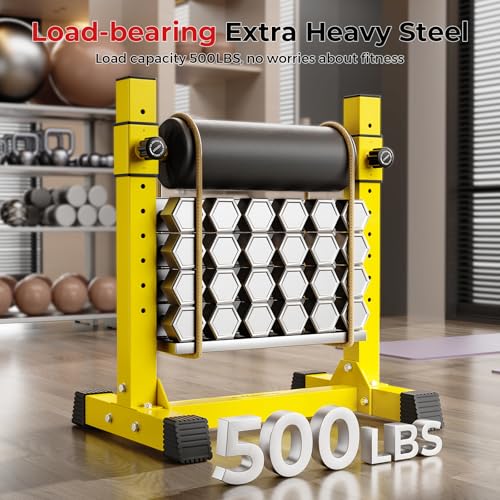 BODYRHYTHM Bulgarian Split Squat Stand, Single Leg Squat Roller Stand with 9 Adjustable Roller Heights for Squats, Leg Lunges, Lower Body Training. - color: Yellow