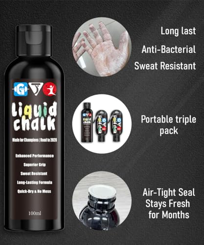 Liquid Chalk Mess-Free Gym Chalk 7’s Quick-Drying for Weightlifting, Gymnastics, Rock Climbing, Pole Dancing Sweat Resistant and Long Lasting for Stronger Hand - style: 2x48g+1x96g