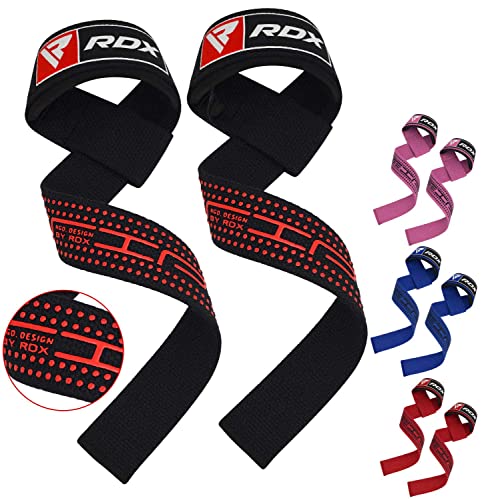 RDX Lifting Straps for Weightlifting –100% Cotton Heavy Duty Gym Wrist Strap with 5MM Neoprene Padding, 60CM Anti-Slip Hand Grip Wraps for Deadlifts Powerlifting Workouts Strength Training, Men Women - color: Dotted Black