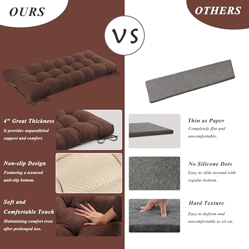 Indoor Bench Cushion for Indoor Furniture 48"x19" Coffee 1 Pc | Thick, Stay in Place, Textured Fabric, for Entryway Window Shoe Storage and Kitchen Bench, Comfort Sitting, Upgrade Decor - color: Coffee