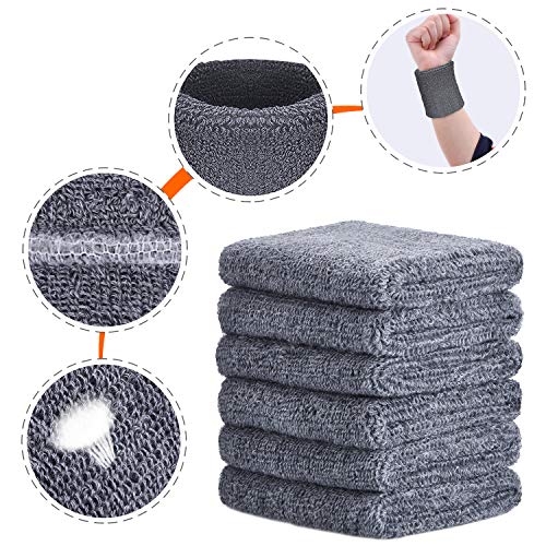 Willbond Wrist Sweatbands, Sports Sweatbands for Competition, Sweat Absorbent, for Basketball, Tennis, Football, Running and Work (Pack of 6) - color: Gray
