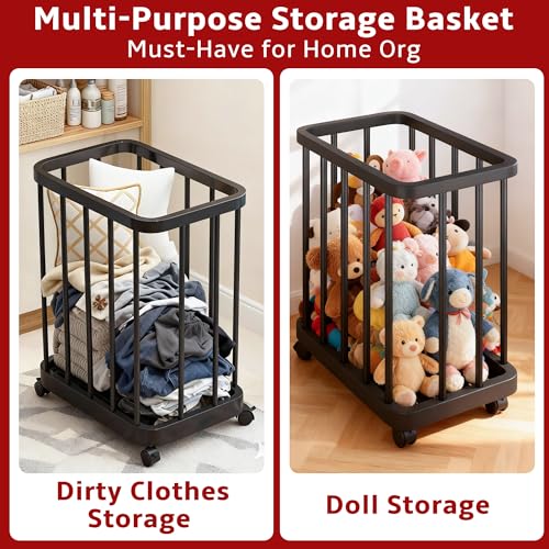 Multifunctional Storage Basket with Wheels (1pc) Modern Movable Organizer Bin, Suitable for Storing Various, Shelf Baskets-Large Capacity Yoga Mat Storage Basket with Wheels